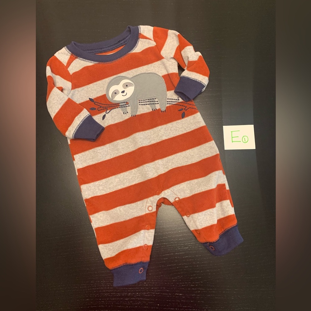 ⭐️2/$11.00⭐️ Carter’s 3m Striped Footless Fleece One Piece with Sloth